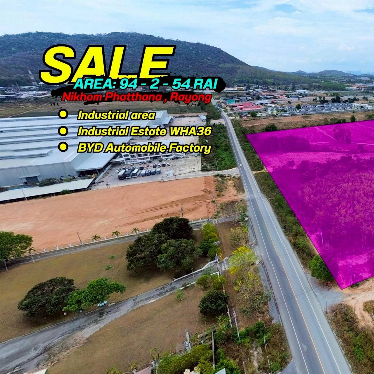 罗勇府 | Nikhom Phatthana县 土地出售 95-2-54莱 350万泰/莱