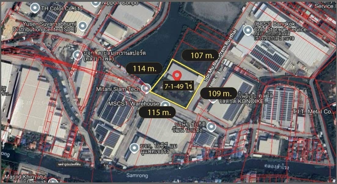 北榄府 |【紫色区】Bang Phli县，素万那普机场附近 带工厂的土地出售 7-1-49.5莱 1.25亿泰铢