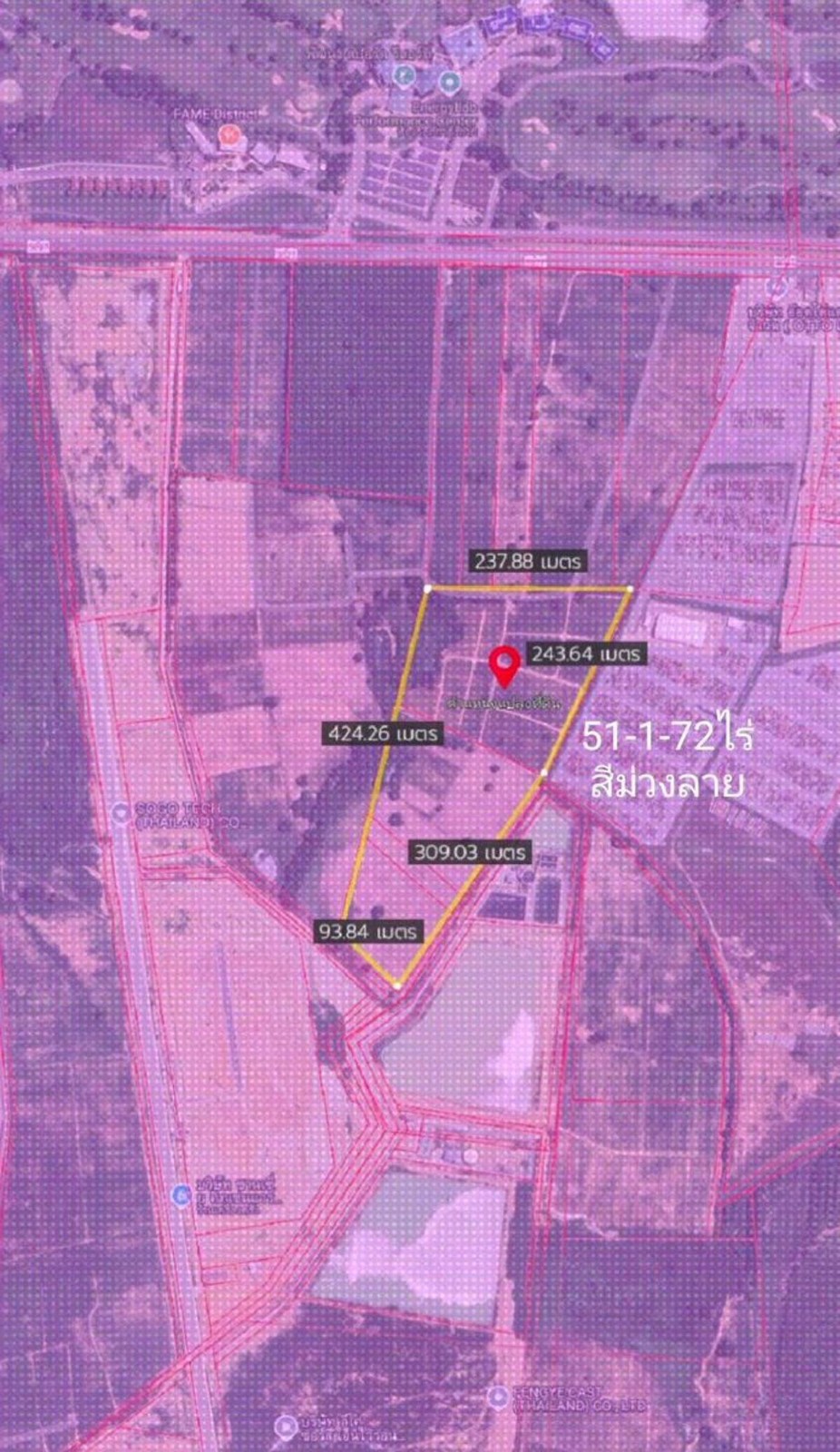 春武里府 |【紫色区】Sriracha — Rojana工业园区附近 工业用地出售 51-1-72莱 300万泰铢/莱